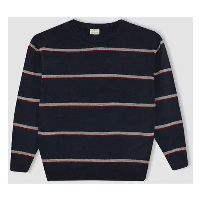 DEFACTO Boy's Crew Neck Striped Sweater