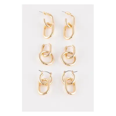 DEFACTO Woman's 3-Piece Gold Hoop Earring