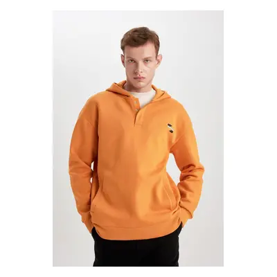 DEFACTO Comfort Fit Hooded Printed Sweatshirt