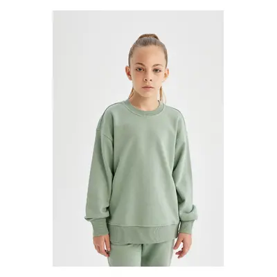 DEFACTO Girl Relax Fit Crew Neck Basic School Sweatshirt