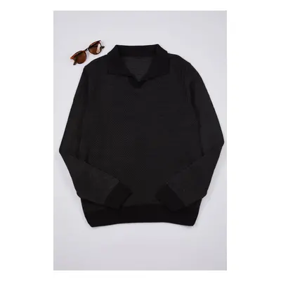 Trendyol Anthracite Regular Polo Neck Plain Knitwear Sweater