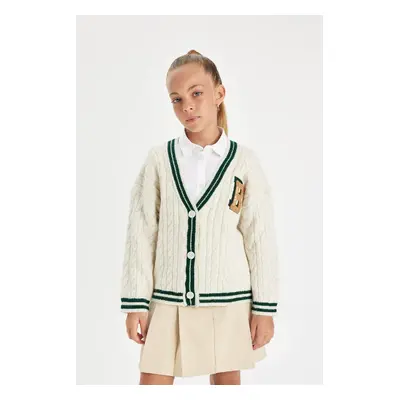 DEFACTO Girl's V-Neck Buttoned School Cardigan