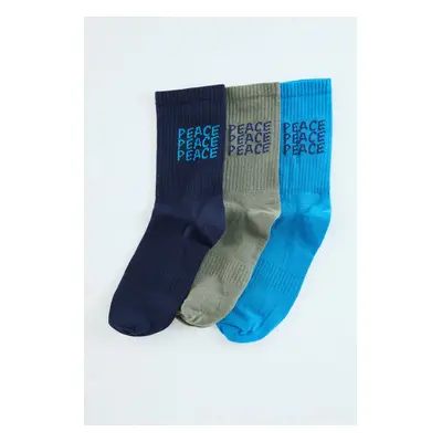 Trendyol Multi-Colored Unisex 3-Piece Cotton College-Tennis-Medium Size Socks