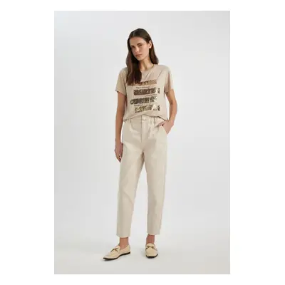 DEFACTO Paperbag Pocketed Paperbag Waist Standard Leg Gabardine Trousers