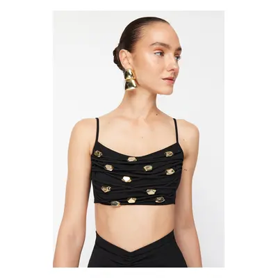 Trendyol X Zeynep Tosun Black Knitted Accessory Bustier