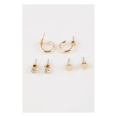 DEFACTO Woman's 3-Piece Gold Earrings