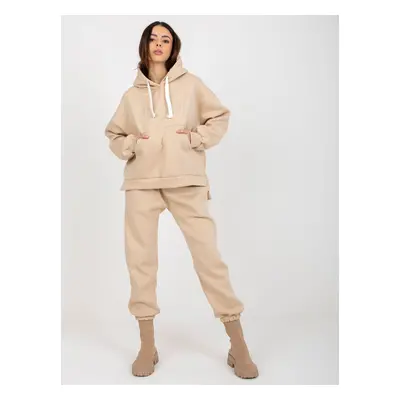 Women's tracksuit with inscription - beige