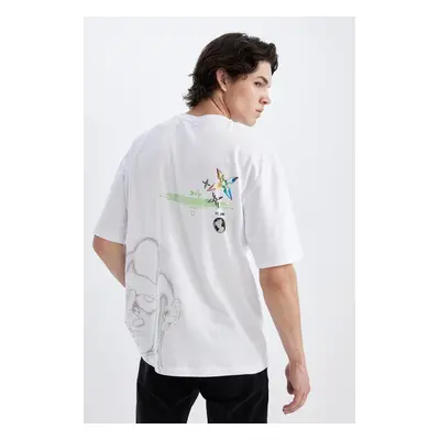 DEFACTO Oversize Fit Crew Neck Back Printed Short Sleeve T-Shirt