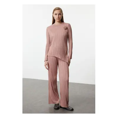 Trendyol Dusty Rose Detailed Knitwear Bottom-Top Set