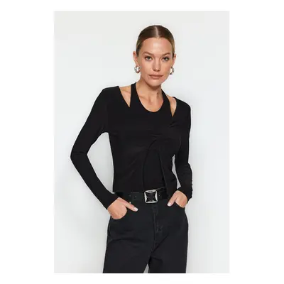 Trendyol Black Athlete Look Fitted Stretch Knitted Blouse