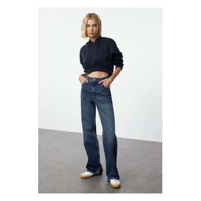 Trendyol Dark Blue More Sustainable Normal Waist Wide Leg Jeans