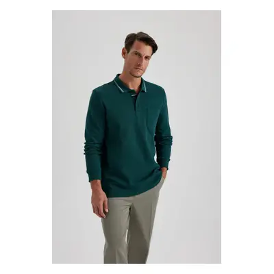 DEFACTO Regular Fit Polo Neck Pique Basic Sweatshirt