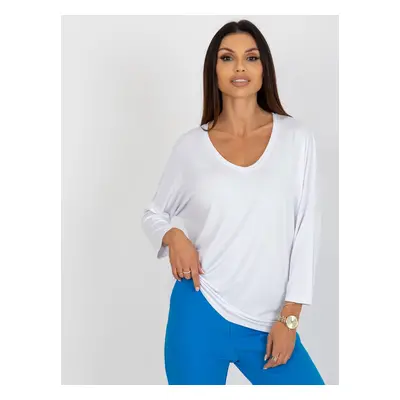 White women's basic blouse of oversize cut