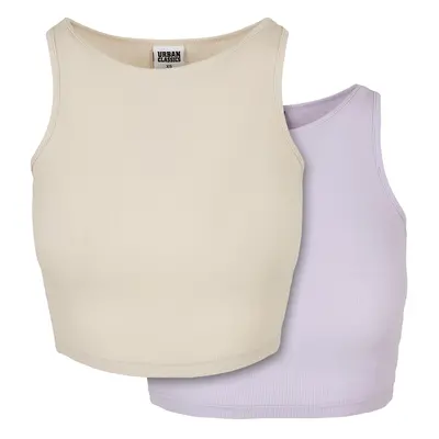 Women's Cropped Rib Top 2-Pack Softseagrass+Lilac