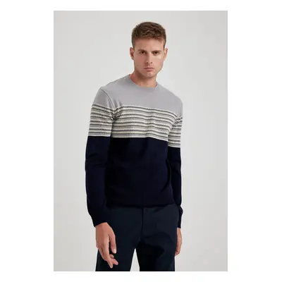 DEFACTO Standard Fit Regular Cut Patterned Crew Neck Knitwear Sweater