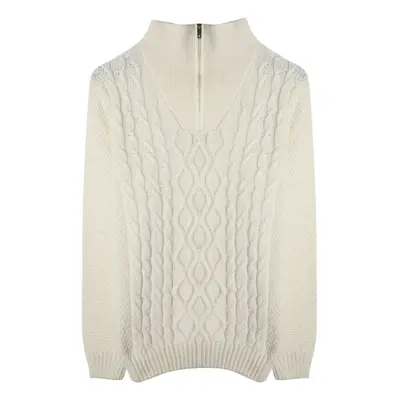 Trendyol Ecru Regular Half Turtleneck Hair Knit Sweater