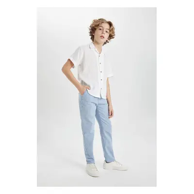 DEFACTO Boy's Standard Leg Linen Blended Trousers