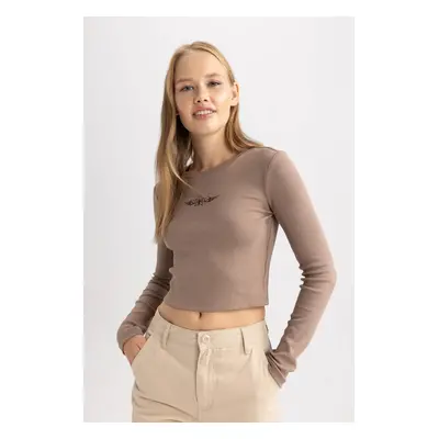 DEFACTO Cool Fitted Ribbed Camisole Long Sleeve T-Shirt