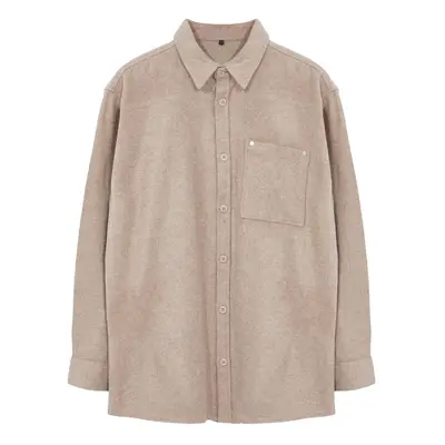 Trendyol Beige Oversize Fit Cashmere Winter Textured Shirt