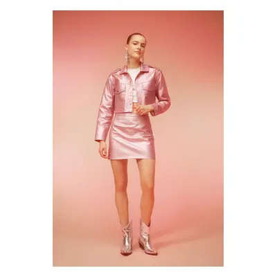 DEFACTO A-Line Pink Shiny Mini Skirt