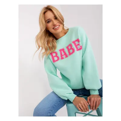 Mint hoodless sweatshirt with inscription