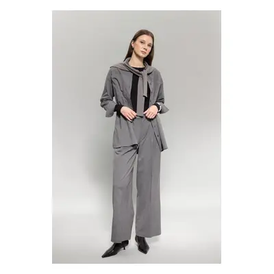 DEFACTO Wide Leg Wide Leg Double Pleated Basic Plain Woven Classic Trousers