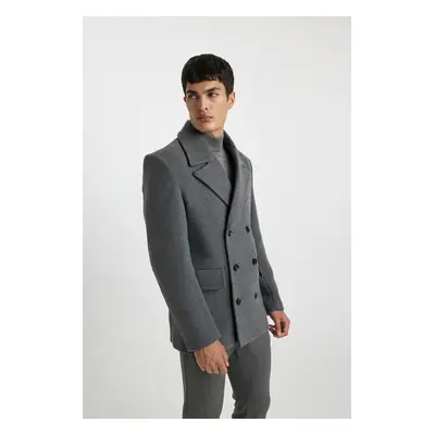 DEFACTO Slim Fit Tuxedo Collar Lined Coat Parka