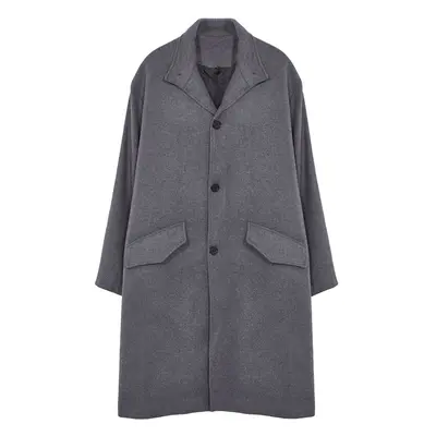 Trendyol Anthracite Oversize Fit Stand Collar Long Stash Winter Coat