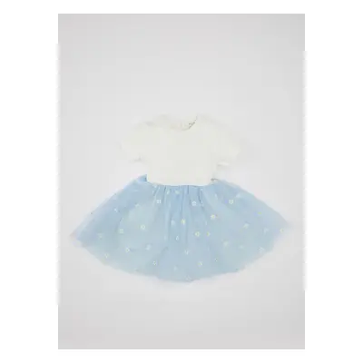 DEFACTO Baby Girl Floral Ribbed Camisole Short Sleeve Tutu Dress