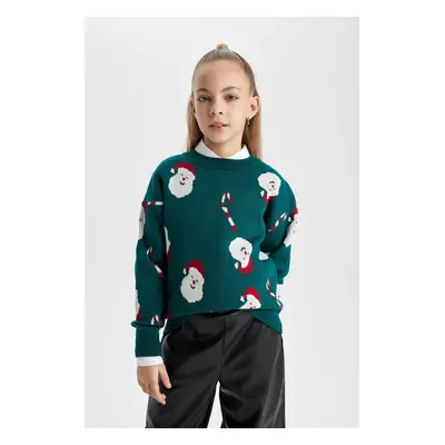 DEFACTO Girl's New Year Themed Crew Neck Sweater