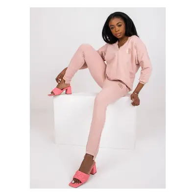 Two Piece Cotton Casual Set Dusty Pink