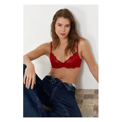 Trendyol Burgundy Lace Demi Covered Knitted Bra