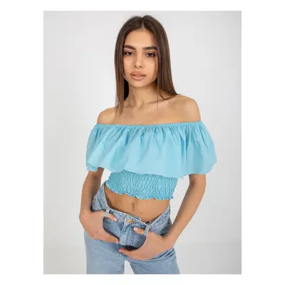 Light blue short blouse with Spanish ruffle