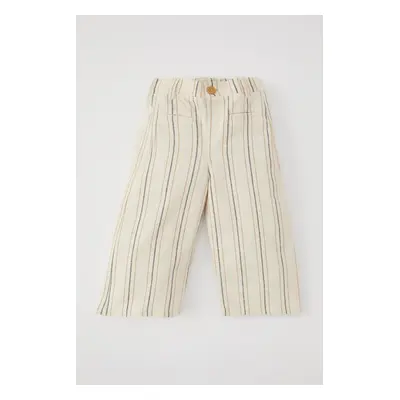 DEFACTO Baby Girl Wide Leg Striped Flamed Poplin Trousers