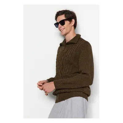 Trendyol Brown FL Men's Regular Half Turtleneck Hair Knit Sweater