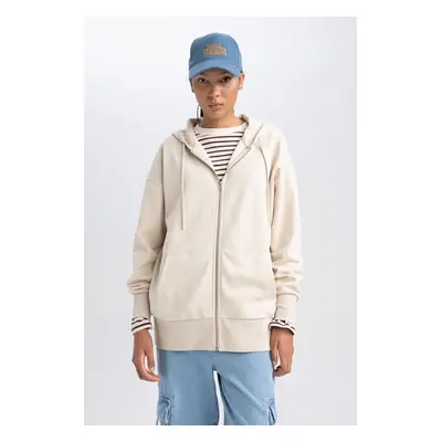 DEFACTO Oversize Fit Hooded Thick Fabric Cardigan