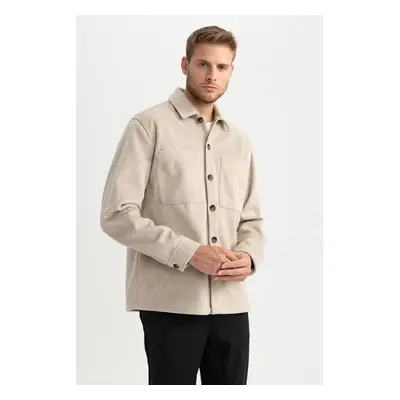 DEFACTO Relax Fit Polo Neck Wool Look Long Sleeve Shirt Jacket