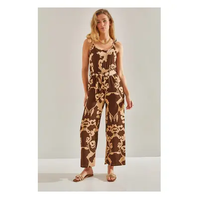 Bianco Lucci Women's Rope Strap Patterned Jumpsuit