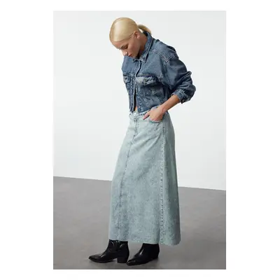 Trendyol Blue 100% Tencel™ Maxi Denim Skirt