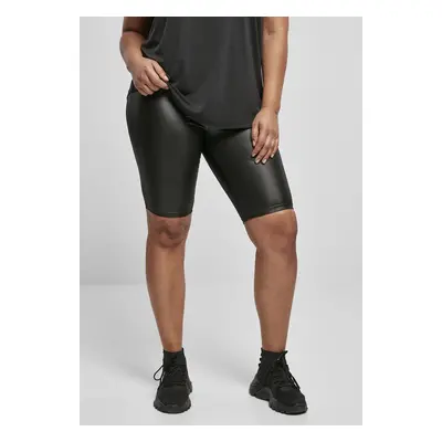 Women's synthetic leather cycling shorts black