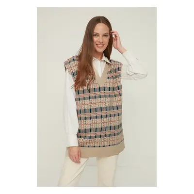 Trendyol Stone V Neck Knitwear Sweater