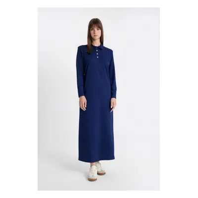 DEFACTO Regular Fit Long Sleeve Pique Maxi Dress