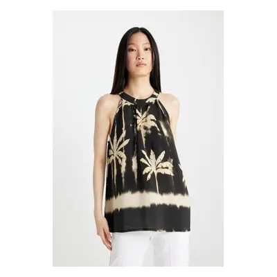 DEFACTO Regular Fit Barbell Neck Patterned Moroccan Sleeveless Blouse