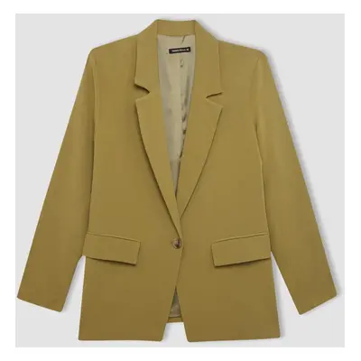 DEFACTO Oversize Fit Linen Blend Blazer Jacket