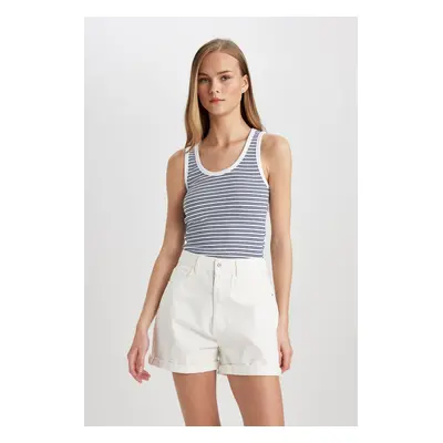 DEFACTO Fitted U-Neck Striped Ribbed Camisole Athlete