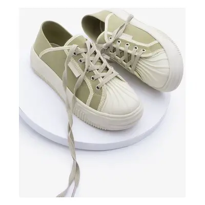 Marjin Women's Sneakers Thick Sole Lace-Up Sports Shoes Arnes Khaki