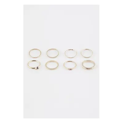 DEFACTO Women's 8-Piece Gold Ring