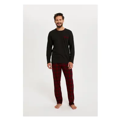 Men's pyjamas Zeman long sleeves, long legs - black/print