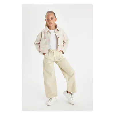 DEFACTO Girls Wide Leg Wide Leg Pocket Cotton Beige Trousers