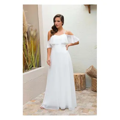 Carmen Ecru Strappy Long Wedding Dress and Outdoor Shooting Dress